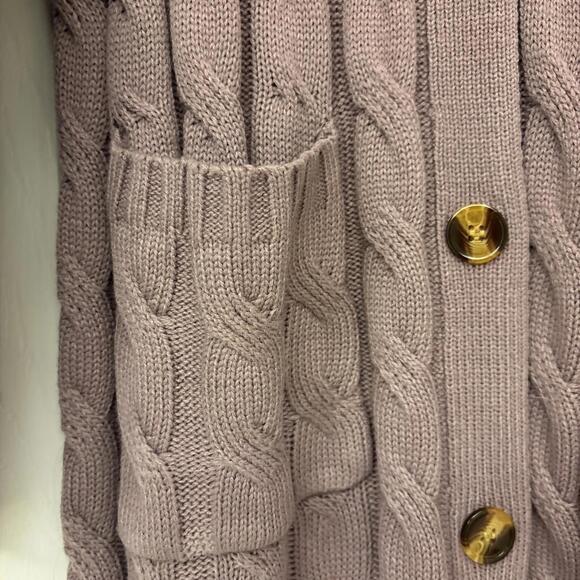Women Autumn V Neck Elegant Knitted Sweater Button Cardigan. Purple. Pockets L - Picture 7 of 10